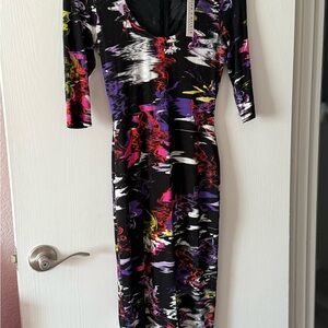Alice + Olivia 🆕 Black Multicolor Long Sleeve Dress